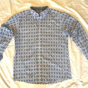 Ariat Geometric Blue and White Button Down Shirt